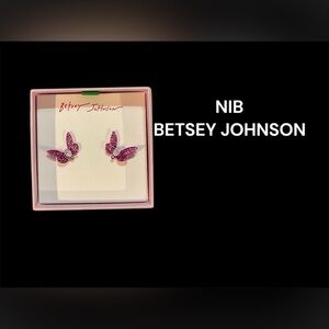 Betsey Johnson Pink Butterfly Stud Earrings